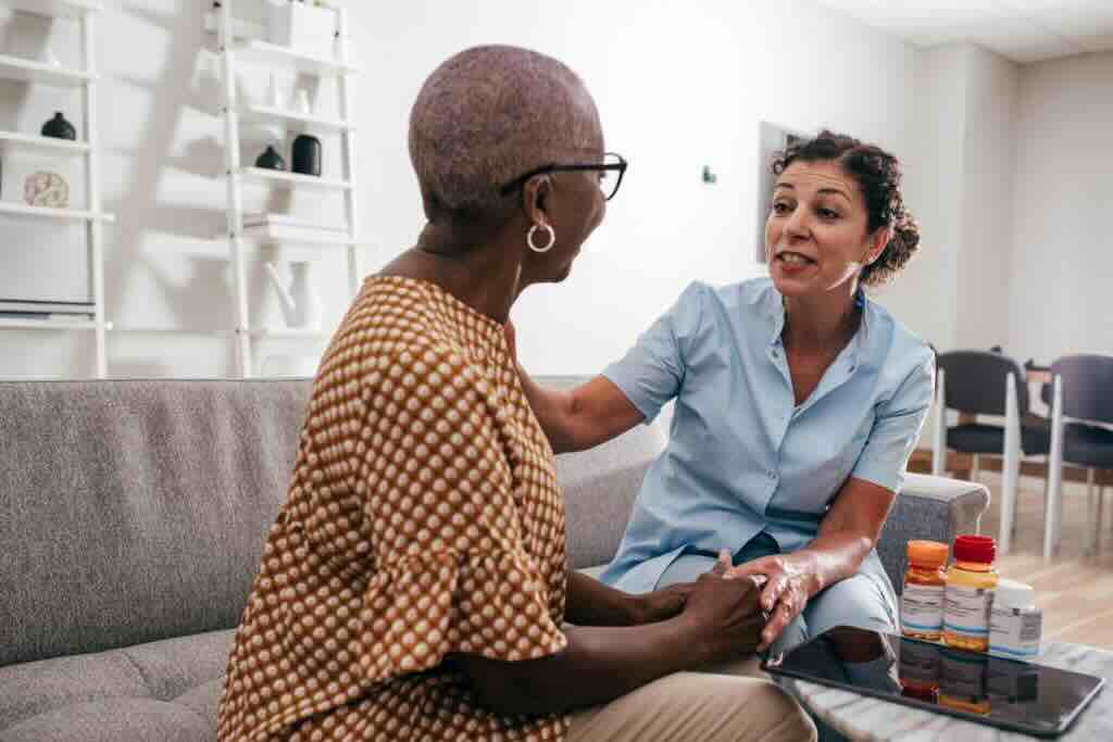 Evoke Health blog image with a nurse and an older adult